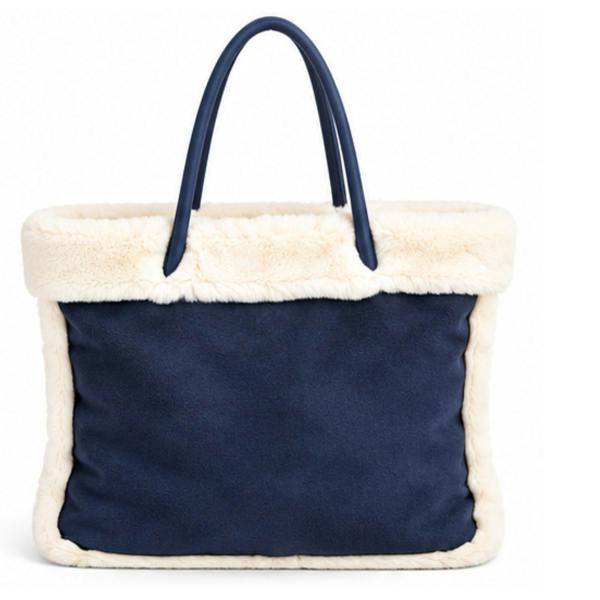 Lorenz Large Faux Sheepskin Top Zip Tote Bag