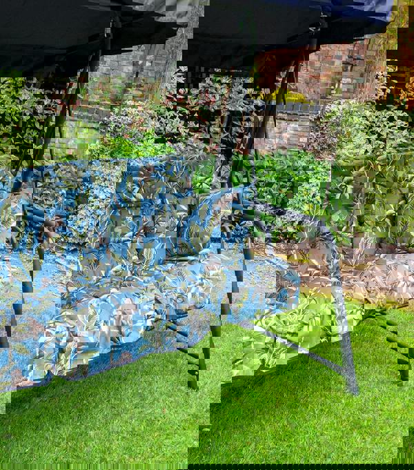 Pendulum 3 Seater Garden Hammock Swing with Cushions - Convertible Bed Tropical Blue 190(L) x 160 (W) The Garden Furniture Shop