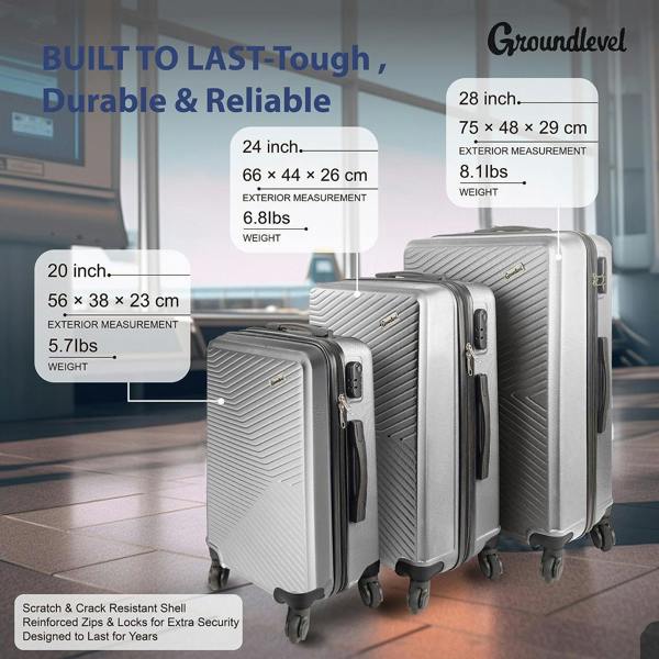 Groundlevel XL Delta Hard Shell 3 Piece Luggage Set