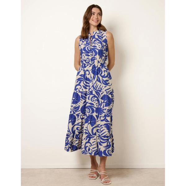 Blue Vanilla Topical Leaf Print Maxi Dress