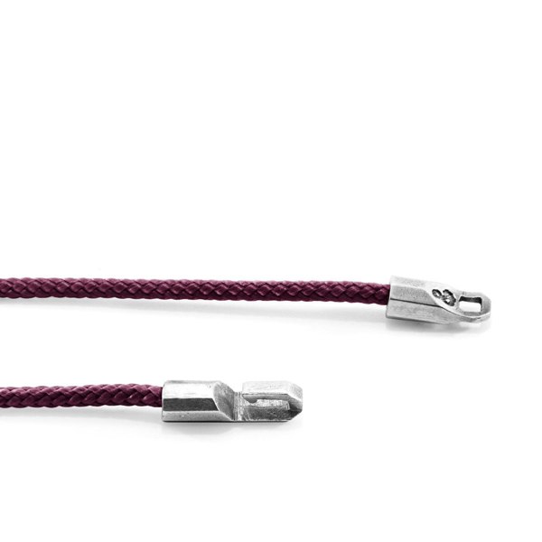 Anchor & Crew Aubergine Purple Talbot Silver and Rope Bracelet