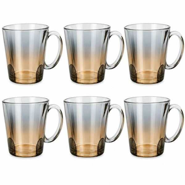 Dyzi 6 Piece 300ml Clear Glass Mug Set Tea Coffee Cups with Handles