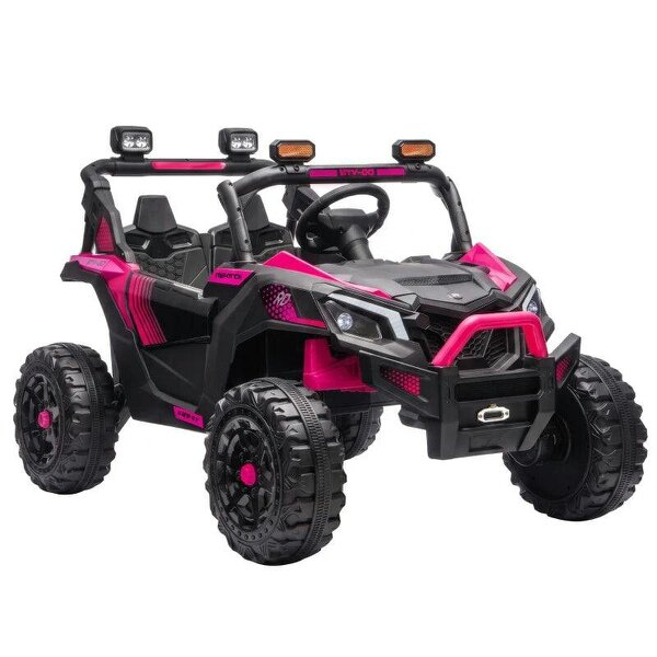 24V 2 Seater Ride On Truck Car for Big Kids with Remote Control, Dual Motors, 4-Wheel Suspension for Ages 3-8, Pink