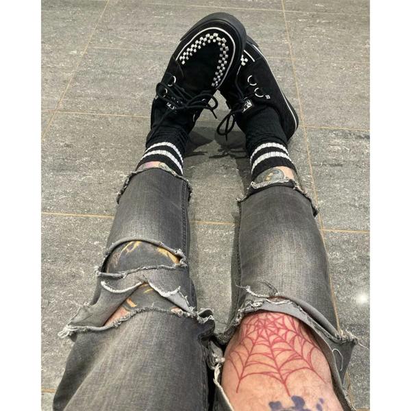TUK Footwear TUK Pointed Creeper Sneaker Black White Suede Platform Shoes - A9182