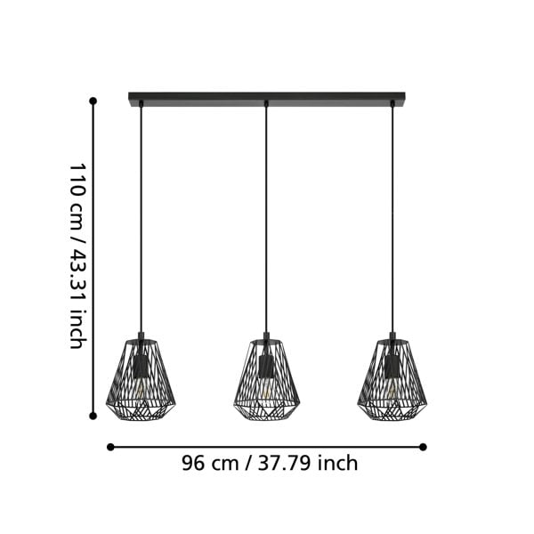EGLO Stype Industrial Black Steel Pendant Light WBS