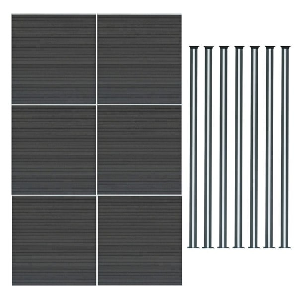 Monstershop Composite Fence Panel x 6 & LED Posts x 7 - Grey