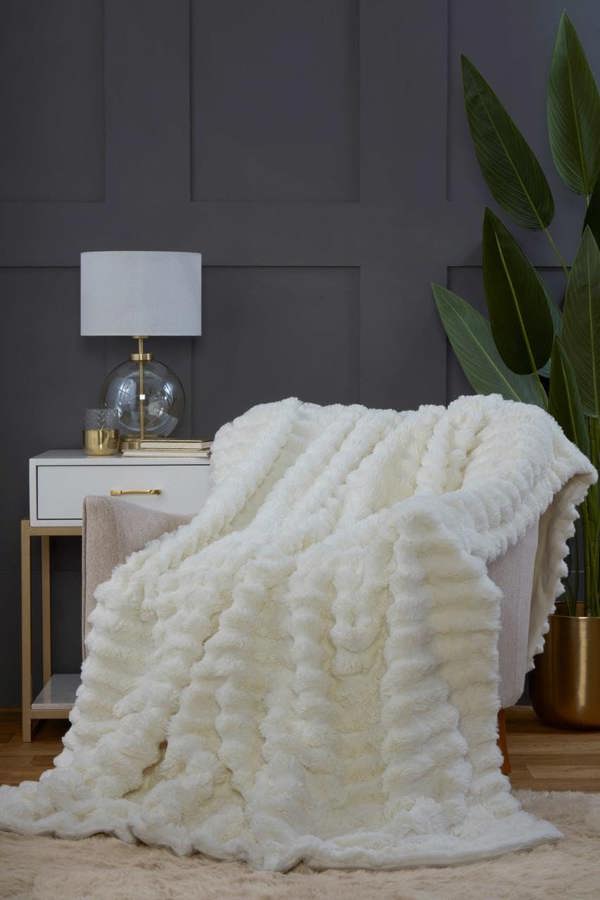 Rapport Soft Chunk Ribbed Faux Fur Throw