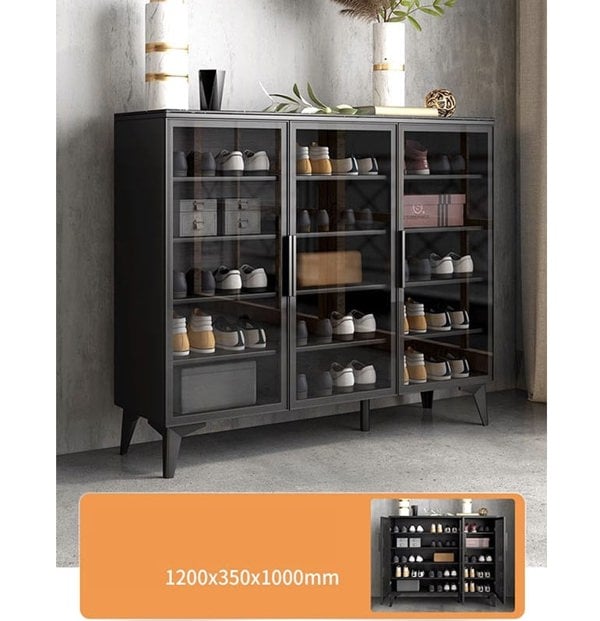 Camila Shoe Storage, Black with shoe wall storage