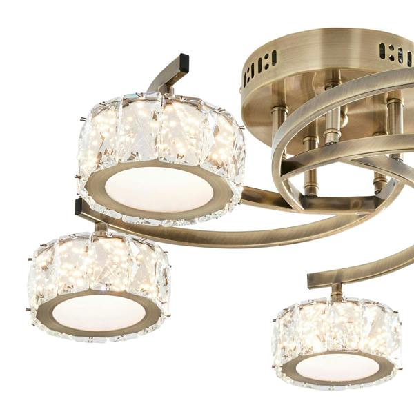 Pagazzi Lighting Dilan 5 Light Antique Brass LED Semi Flush Ceiling Light