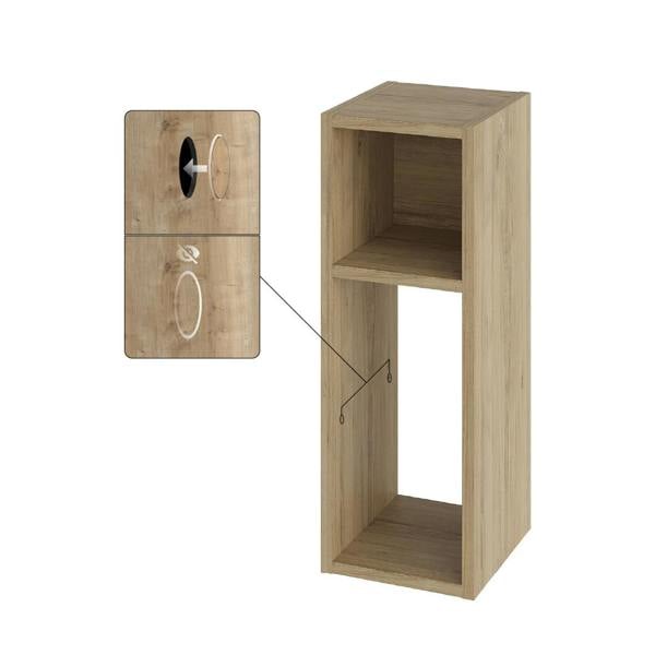 Decortie Modern Combayn 3 Cube Small Low Standing Book Shelf Contemporary Stackable Cube Storage Unit for Small Space