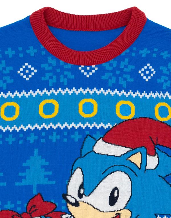 Sonic the Hedgehog Mens Blue Sonic Christmas Jumper