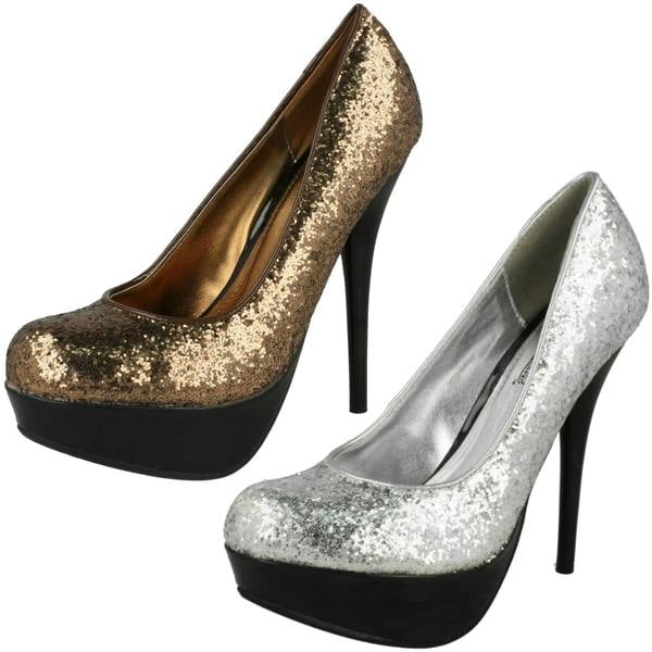 Spot On Ladies Spot On Sparkly Party Heels