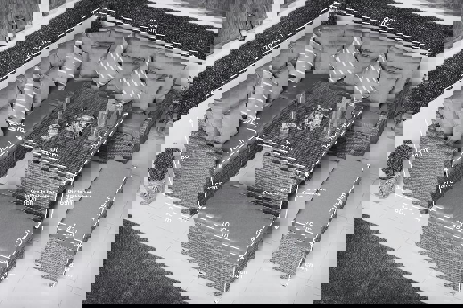 Giardino Santorini 5 Seat Modular Corner Sofa Rattan Garden Furniture Set Outdoor Adjustable Drinks Cooler Coffee Table & 2 Benches