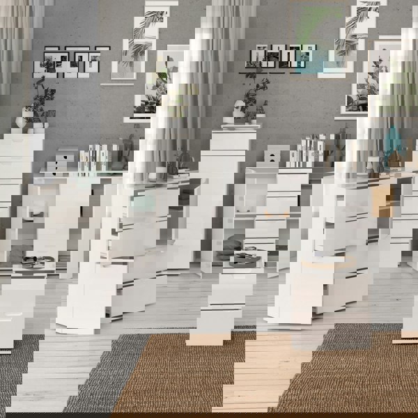 Furniture To Go Sienna Chest of 6 Drawers in White/White High Gloss