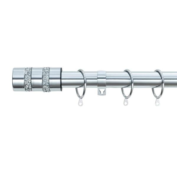 A.Unique Home Diamante Barrel Metal Extendable Curtain Pole With Rings and Fittings, In a Variety of Colours and Sizes  (25/28mm).