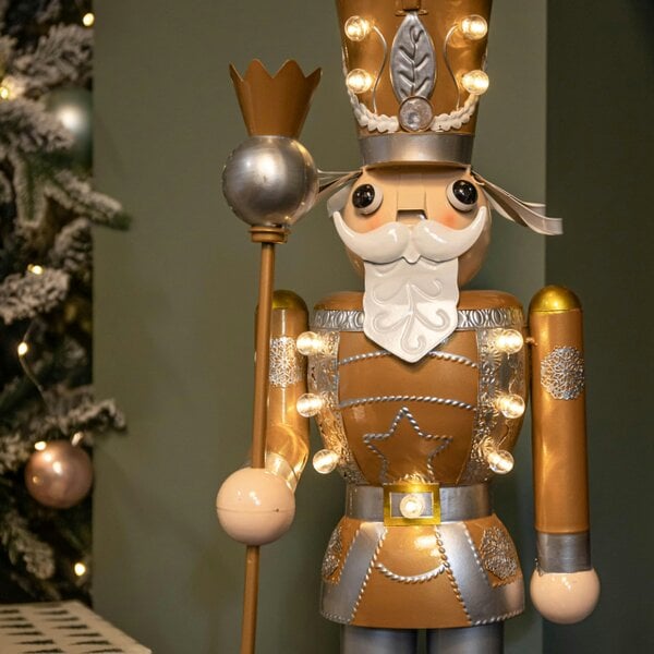 Samuel Alexander 80cm Battery Operated Light up Christmas Gold Nutcracker with LEDs