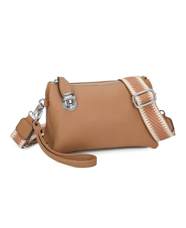 Kitise Wide Pattern Strap Crossbody Handbag Shoulder Purse