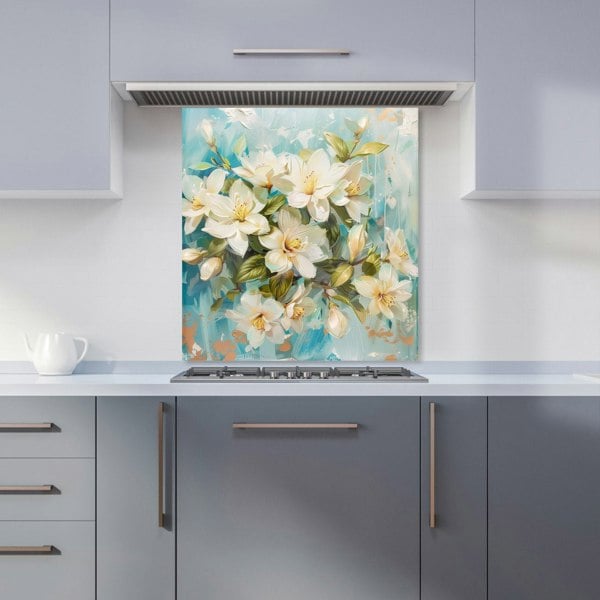 Warren Reed - Designer Fresh Jasmine in Blue Hue Kitchen Splashback