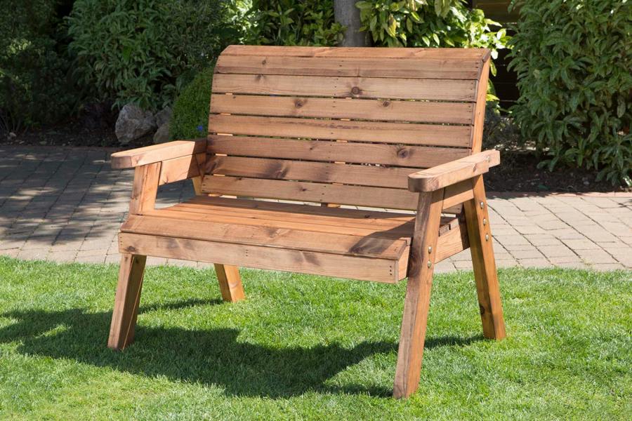 Samuel Alexander Charles Taylor Hand Made Traditional 2 Seater Chunky Rustic Wooden Garden Bench Furniture