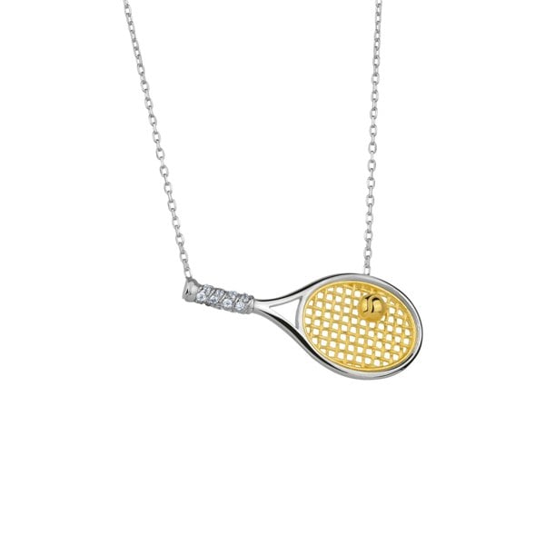 Spero London Sterling Silver Tennis Racket Necklace