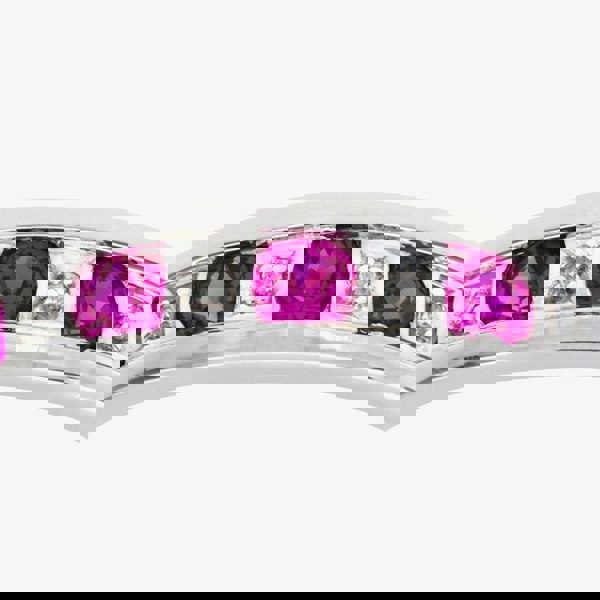 T. H. Baker 9ct White Gold Ruby & Diamond Half Eternity Ring PR10429W RU