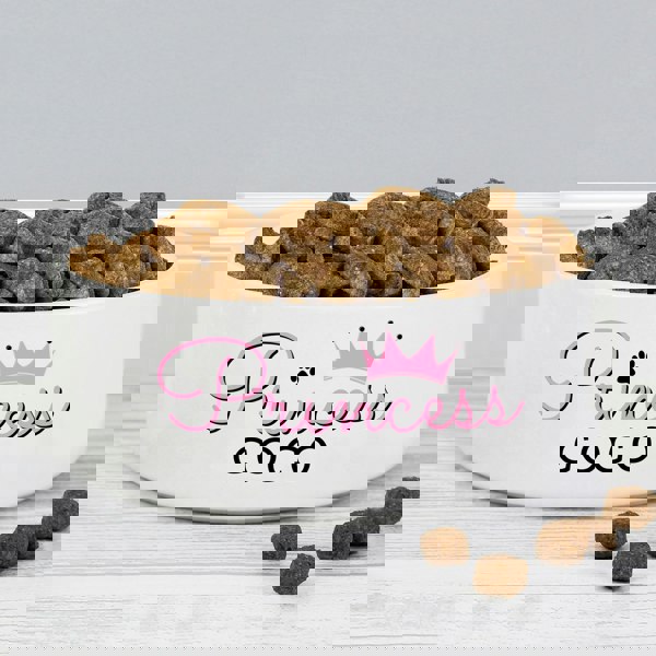 Personalised Memento Company Personalised Princess 15cm Medium Ceramic White Pet Bowl