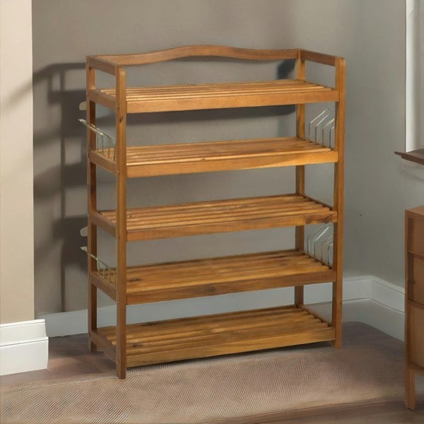 Rafaelo Mobilia 5 Tier Shoe Rack Bamboo