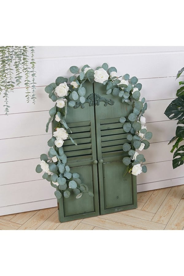Living and Home 185cm Artificial Rose Eucalyptus Garland Vine Wall Hanging Decor