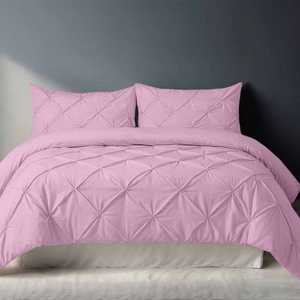 Snug City Pintuck Pinch Pleated Polycotton Duvet Cover And Pillowcase/s Set Bed Linen