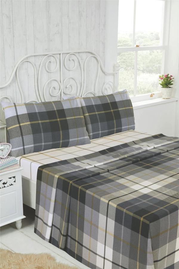 Flannelette Lomond Sheet Set - Blue - Single