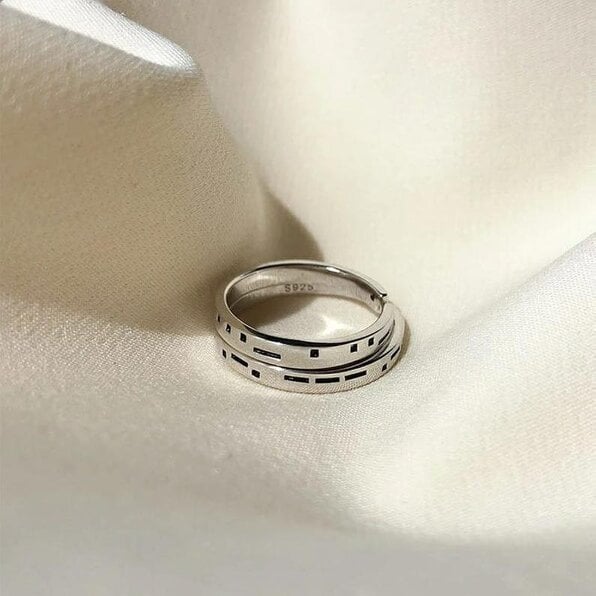 The Colourful Aura Adjustable Morse Code "Love you Forever" Couple Promise Ring Set