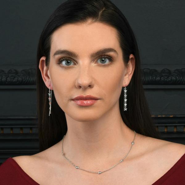 namana 925 Sterling Silver 18, 24 or 30 inch long Chain Necklace with Cubic Zirconia Stones