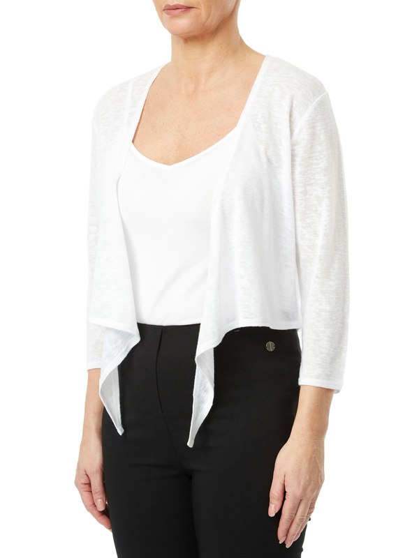 PennyPlain Shrug Tie Front - White