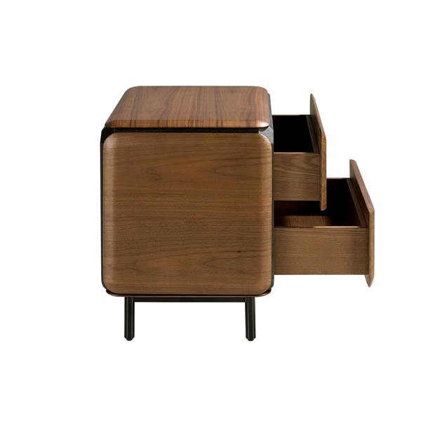 Angel Cerdá Bedside Table in Walnut, Wenge and Brown Metal Steel 7237
