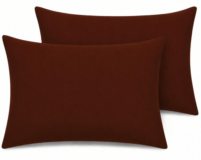 Night Zone 180 Thread Count Percale Pillowcases Pair – Crisp Easy Care Bed Linen - Chocolate