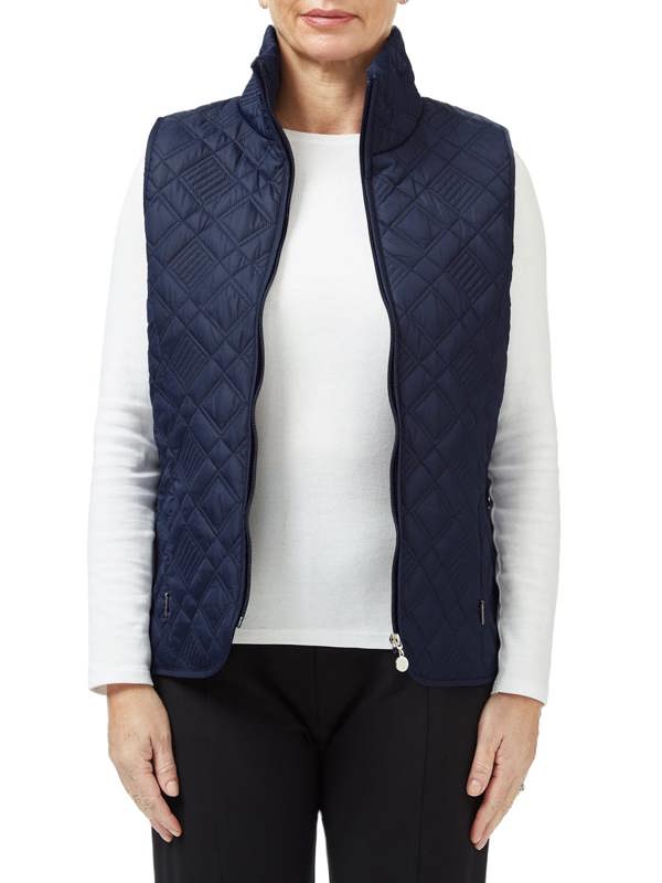 PennyPlain Diamond Quilt Gilet - French Navy