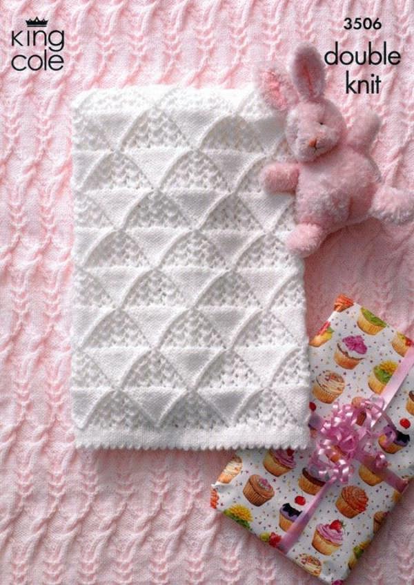 King Cole Comfort Knitting Pattern 3506, Blankets for Baby - Advanced