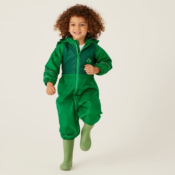 Regatta Childrens / Kids Mudplay III Dinosaur Waterproof Puddle Suit - Jelly Bean