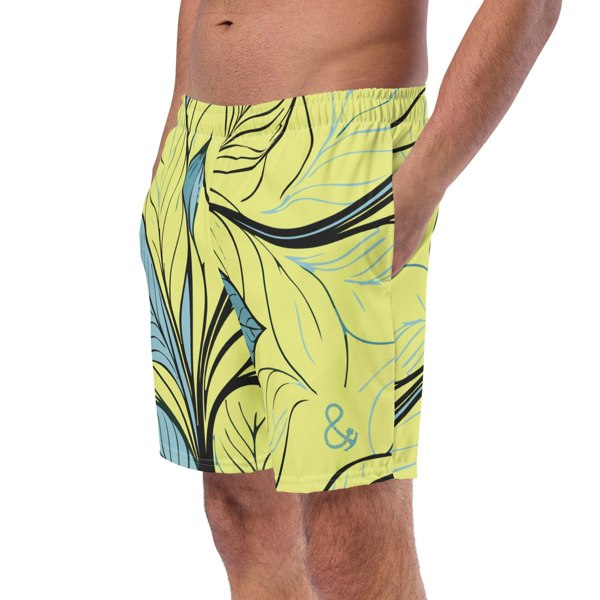 Anchor & Crew Exotic Leaves Pattern Recycled Fabric Swim Shorts