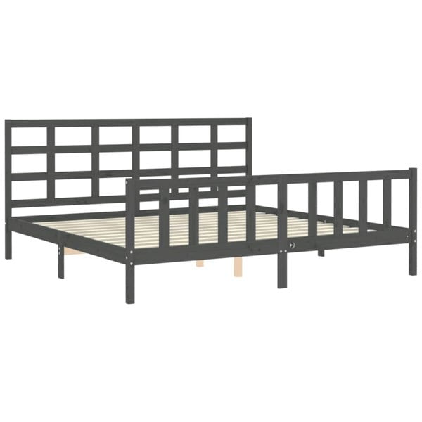 Berkfield Bed Frame with Headboard Grey 200x200 cm Solid Wood
