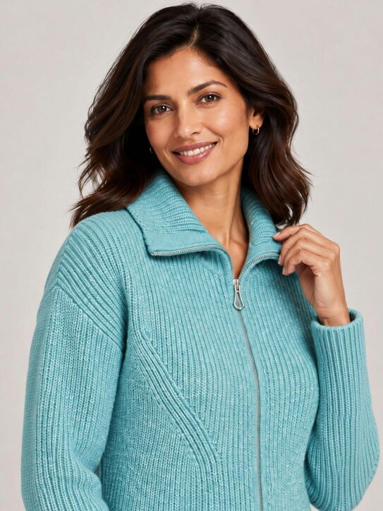 VIZ-A-VIZ Two-tone Zip-through Cardigan