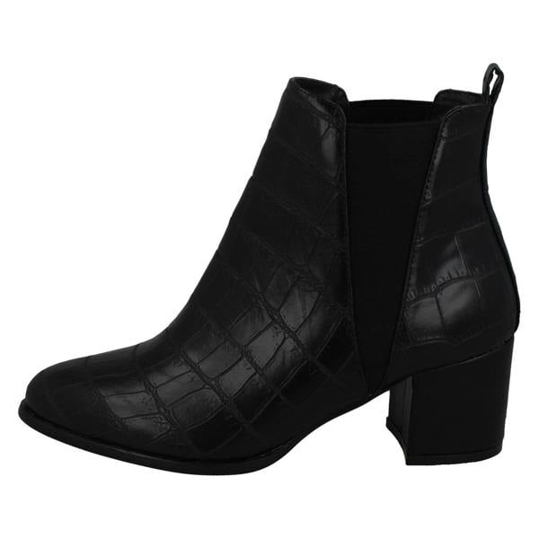Spot On Ladies Spot On Mid Chunky Heel Ankle Boots F51090
