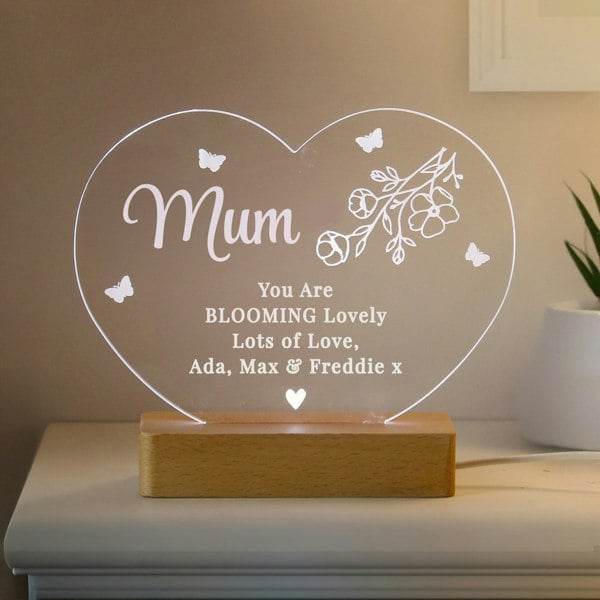 Personalised Memento Company Personalised Floral Heart LED Light