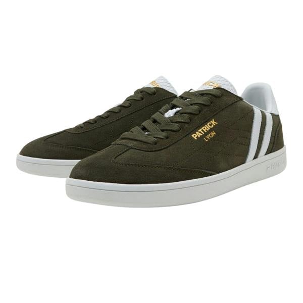 Patrick Mens Lyon Suede Cupsole Trainers - Olive/White - 