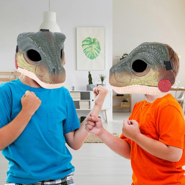 deAO Toys Dinosaur Mask with Moving Jaw & Sound Effects – Velociraptor Costume Mask for Kids & Adults, Perfect for Halloween & Dino Parties
