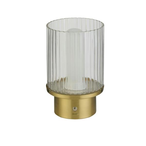 Lighting Collection Gold & Clear Glass LED Rechargeable Lamp