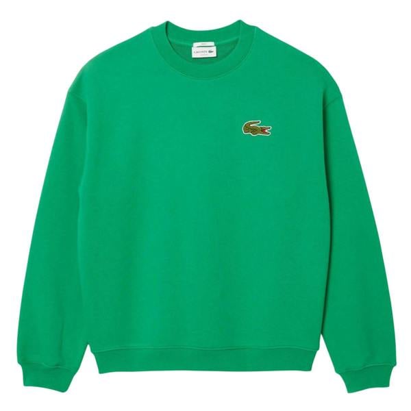 Lacoste Unisex Adult Accent Badge Fleece Loose Fit Sweatshirt - Green - 