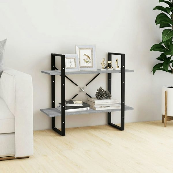 Berkfield 2-Tier Book Cabinet Grey Sonoma 80x30x70 cm Engineered Wood
