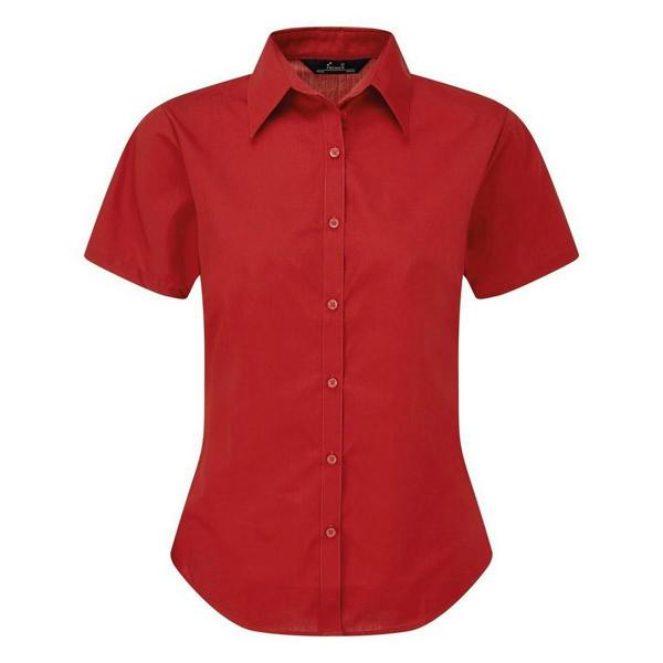 Premier Short Sleeve Poplin Blouse / Plain Work Shirt - Red