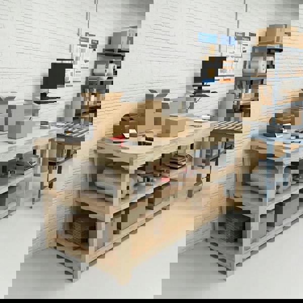 Arbor Garden Solutions Wooden Workbench Eucalyptus Hardwood Top Depth-3ft with Double Shelf